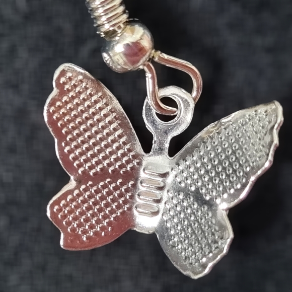 Boho Chic Silver-Toned Butterfly Earrings - Picture 2 of 2